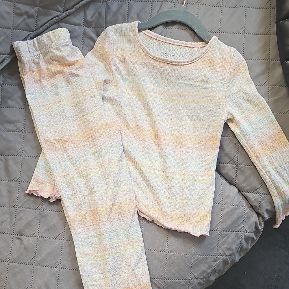 Tahari Cream Pajama Set Cozy Knit Long Sleeve